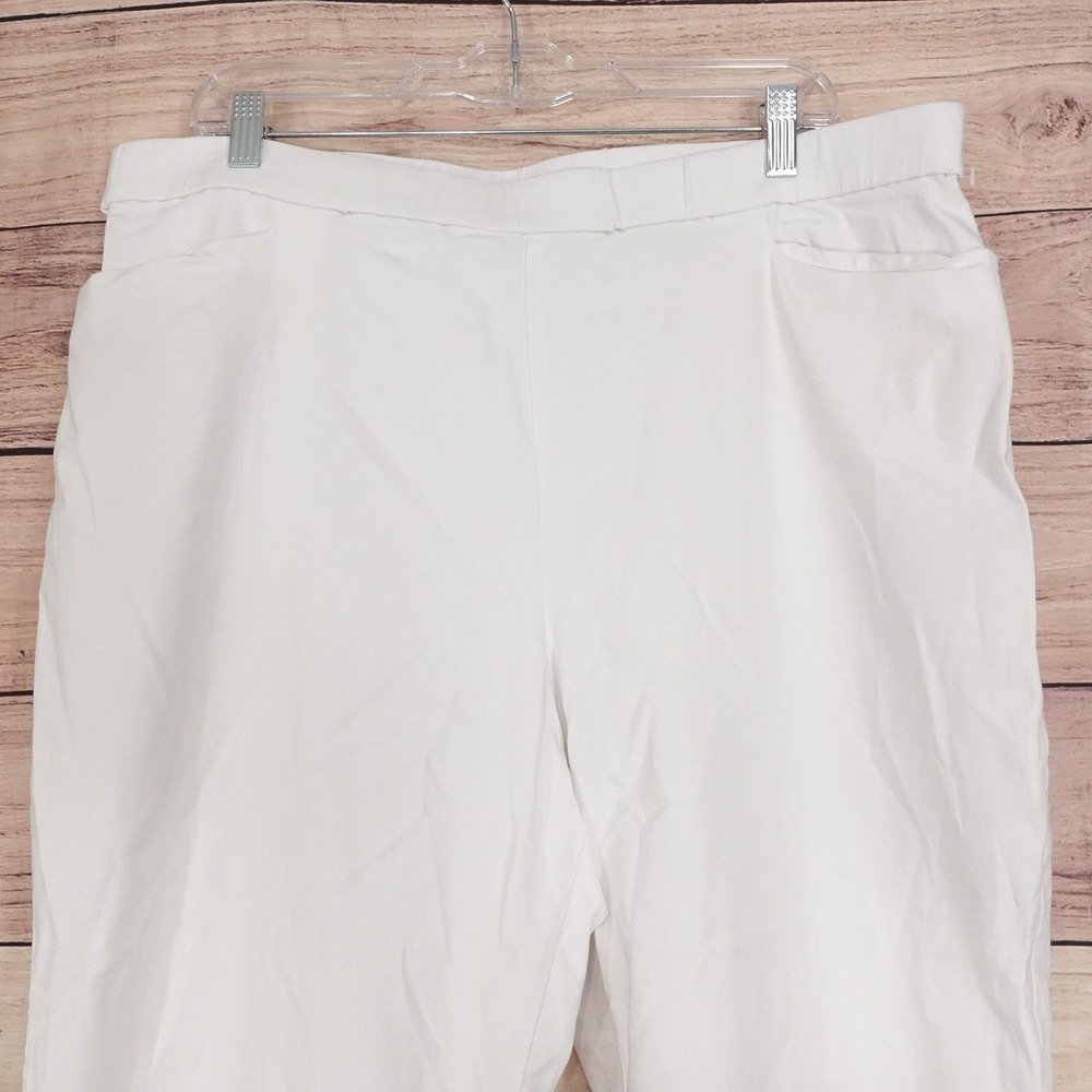 Susan Graver Pants Womens 20W White Capri Ankle Pull On Stretch Pockets 38x23.5 - Picture 2 of 8